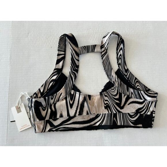 Good American GP0818 Women Sz 4/XL Strap Back Halter Sport Bra Natural Swirl $60 - Picture 2 of 4